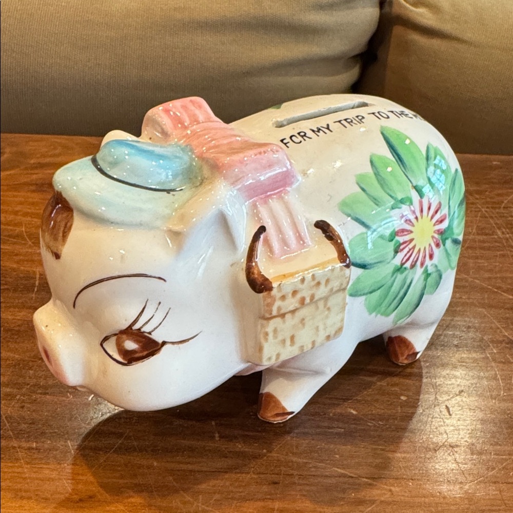 VINTAGE Ceramic Atomic Age Piggy Bank Anthropomorphic Mid-Century MCM Japan MOON